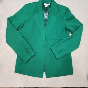Spring and Mercer Emerald Green Single Button Blazer Lightweight Women's L